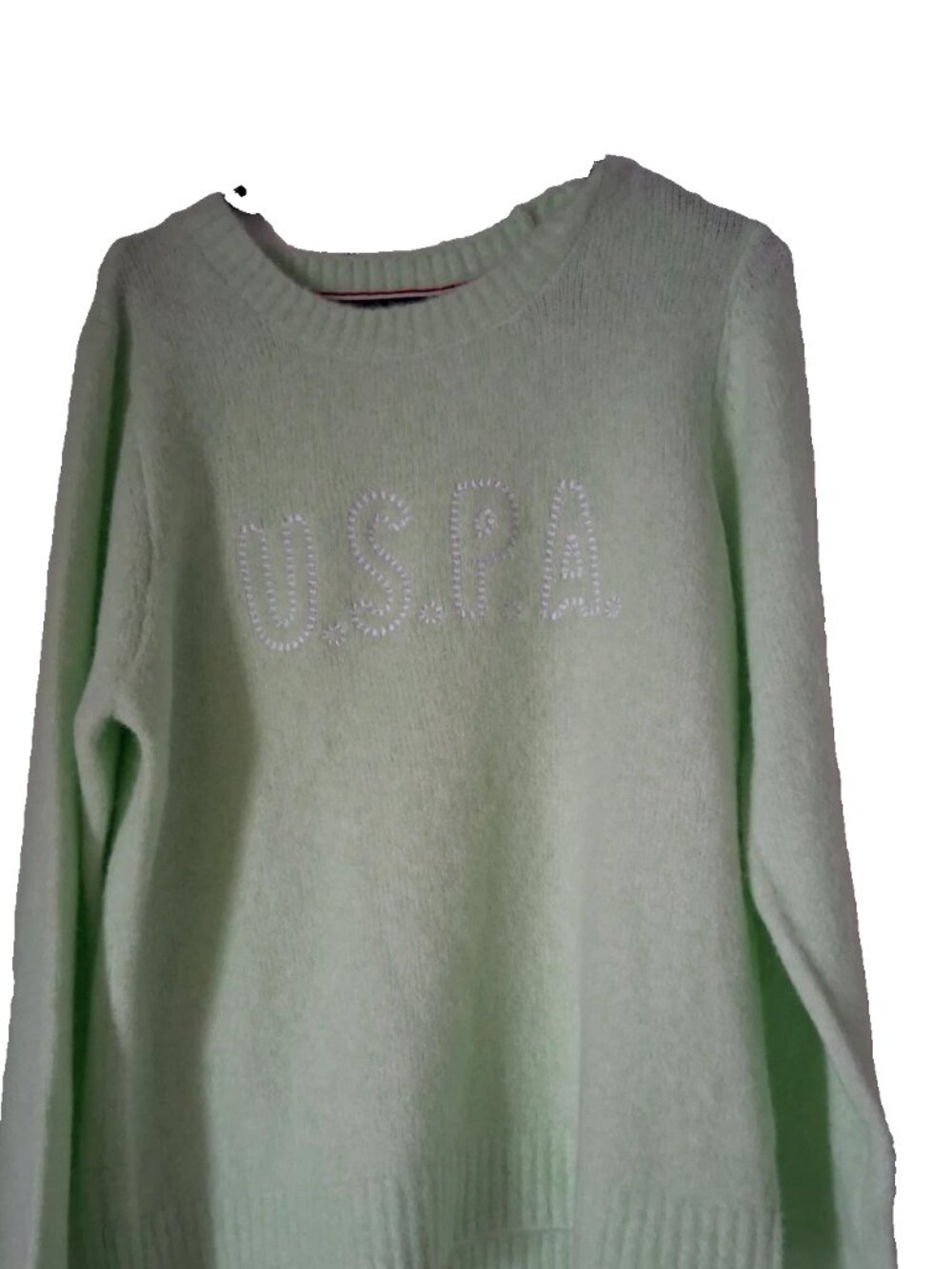 XL womens lime green crew neck sweater- Polo Assn.